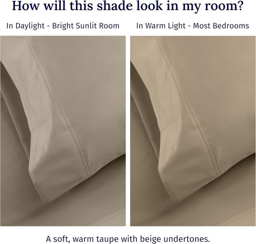 California Design Den Luxuriously Soft 600 Thread Count Cotton Pillow Cases - Set of 2, Queen Size (Taupe)