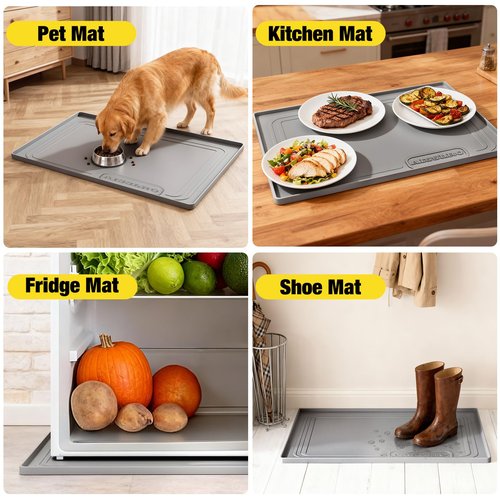 Aisslro Under Sink Mat 25" X 19", Waterproof Silicone Under Sink Mats for Kitchen, Anti-Leak Shelf Liner & Cabinet Protector with Raised Edge, [BPA Free] Bathroom Tray Home Organizer, Dark Gray