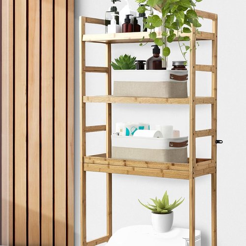 DECOMOMO Narrow Storage Bins - Small Organizing Baskets for Bathroom & Entryway | Beige & White - Set of 4