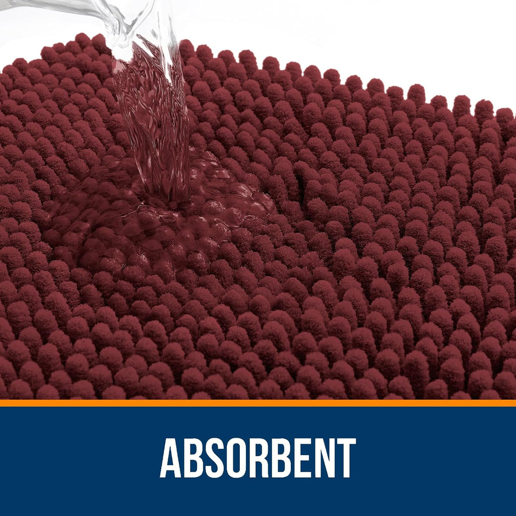 OLANLY Large Bathroom Rugs - Soft Absorbent Chenille Bath Mats | Quick-Dry Rubber Backing, 47x32, Andorra Red-Brown