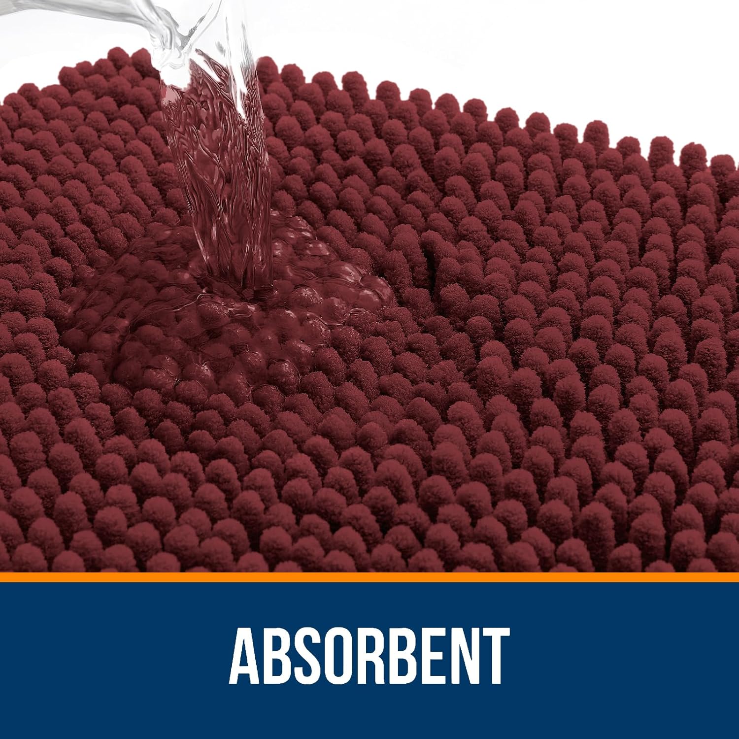 OLANLY Large Bath Rugs - Soft Absorbent Chenille with Quick-Dry Rubber Backing | 59x35 Inches, Andorra Red-Brown