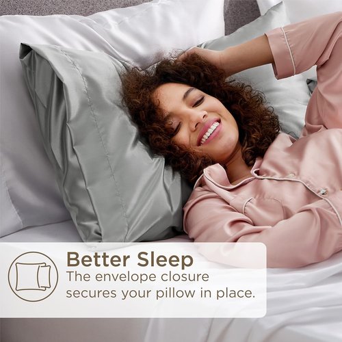 Bedsure Satin Pillowcase Set - Luxurious Softness + 2 Matching Pillows | Standard Size