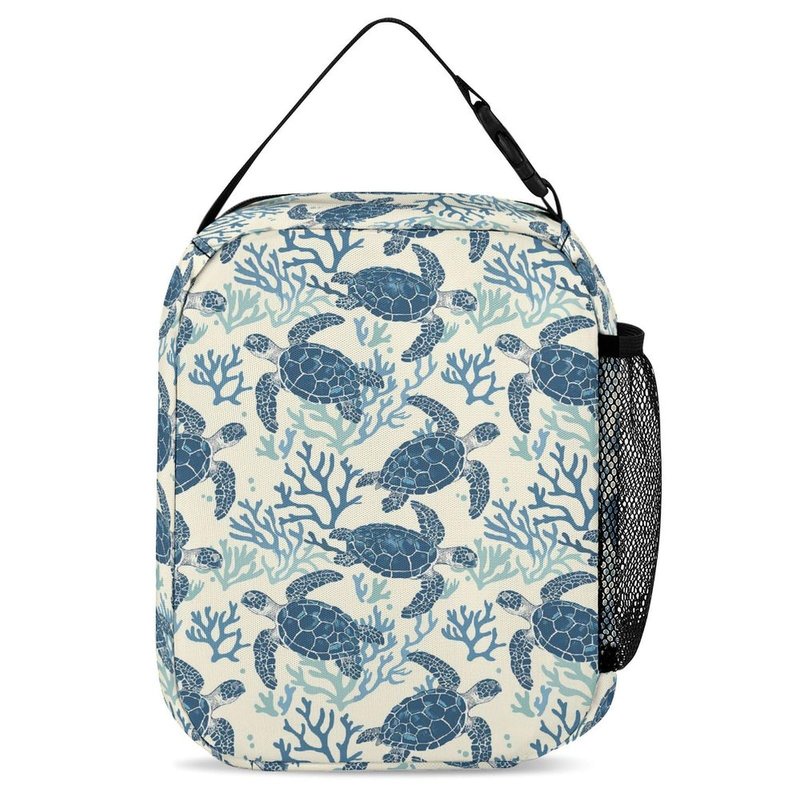ZCJB-WSRY Sea Turtle Backpack with Lunch Box & Pencil Case, 16 Inch Cute Sea Turtle Themed Bookbag, Adjustable Lightweight Large Capacity, Colorful Backpack Set for Kids Girls Boys School
