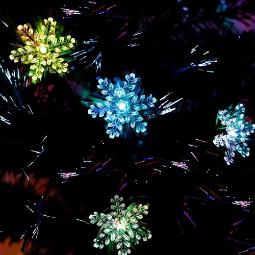 Juegoal 6 ft Pre-Lit Christmas Tree | RGB Color Changing LED Lights & Snowflakes Decor