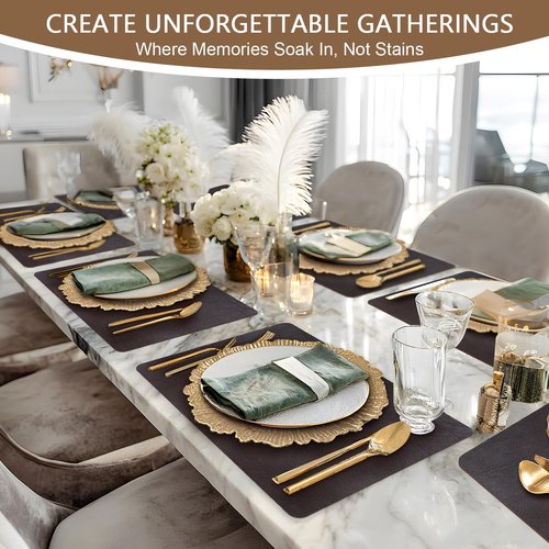 MAONAME Faux Leather Placemats Set of 8, Vinyl Table Place Washable Stain Resistant Heat Insulation Non-Slip, Rectangles Tables Mats for Kitchen Dining Table,Restaurant,Coffee Shop, Black