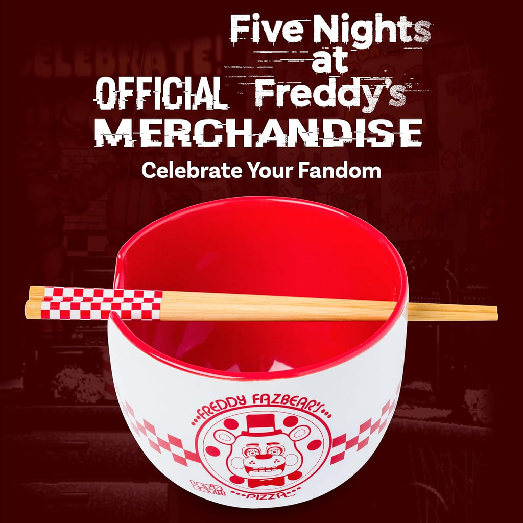Silver Buffalo Five Nights at Freddy's Ramen Bowl - Ceramic Pizza Box Design, Microwave Safe, 20 Oz