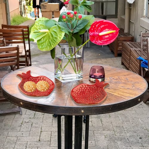 Spoon Rest 2 Pcs Spoon Holder For Stove Top Ceramic Spoon Rests For Kitchen Counter Coffee Spoon Rest Pomegranate Shaped