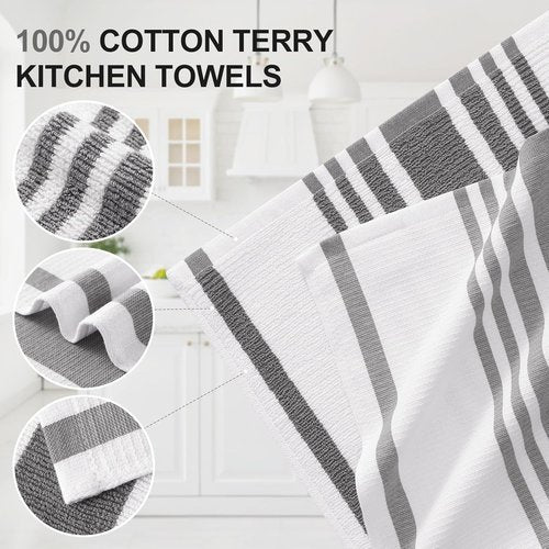 Homaxy Kitchen Dish Cloths - 100% Cotton Waffle Weave, 12x12 Inches, 6-Pack | Premium Grey Kitchen Towels, 18x28 Inches, 6-Pack