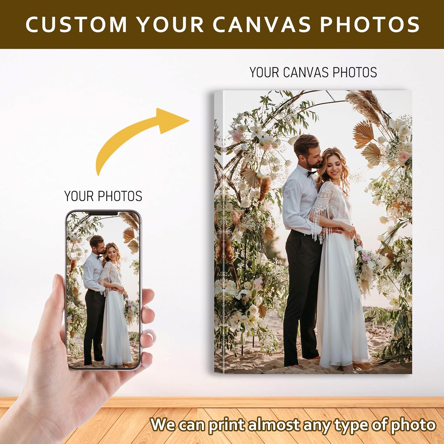 Skiennix Custom Canvas Prints - Personalized Photo Wall Art for Weddings, Family & Pets | 24x16 Wrapped Frame
