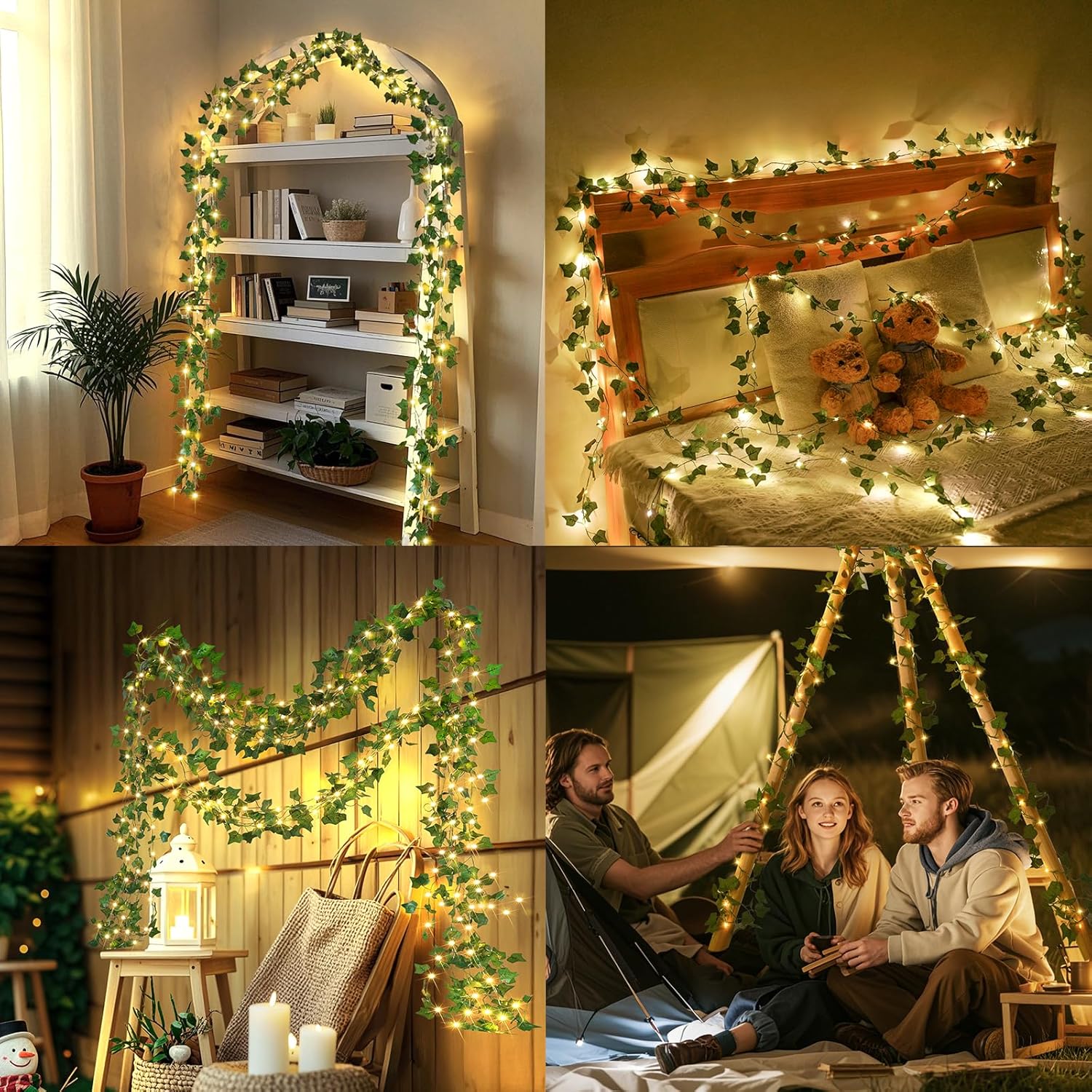 OMIKA 66FT Ivy String Lights - 200 LED Fairy Lights with Remote & Waterproof Design for Bedroom, Garden, Wedding Decor