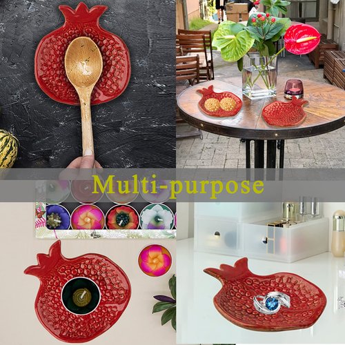 Spoon Rest 2 Pcs Spoon Holder For Stove Top Ceramic Spoon Rests For Kitchen Counter Coffee Spoon Rest Pomegranate Shaped