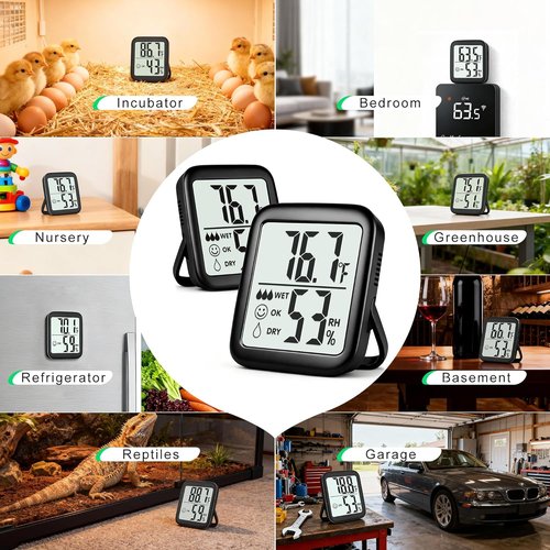 Antonki Room Thermometer & Hygrometer | Digital Indoor Temperature & Humidity Monitor - 2 Pack with Battery Included