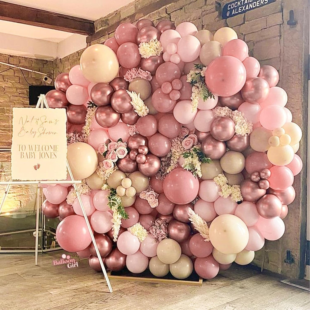 PartyWoo Dusty Pink Balloons - 50pcs 12 Inch Boho Blush & Lilac Latex Helium Balloons for Celebrations