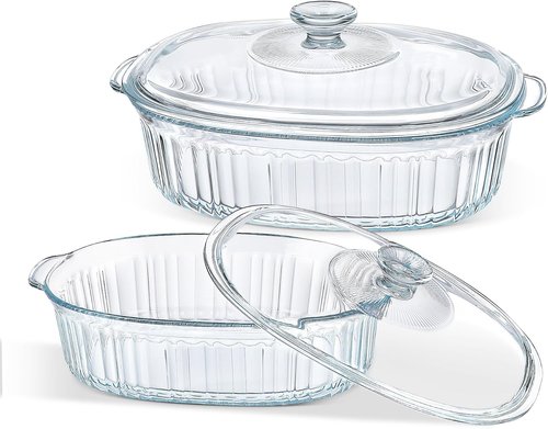 MCIRCO 4-Piece Glass Casserole Baking Dish Set - Includes 1.9 Qt & 3 Qt Dishes With Lids