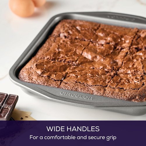 Circulon 51135 Nonstick Baking Pan | 9-Inch Square Cake Pan in Gray for Effortless Baking
