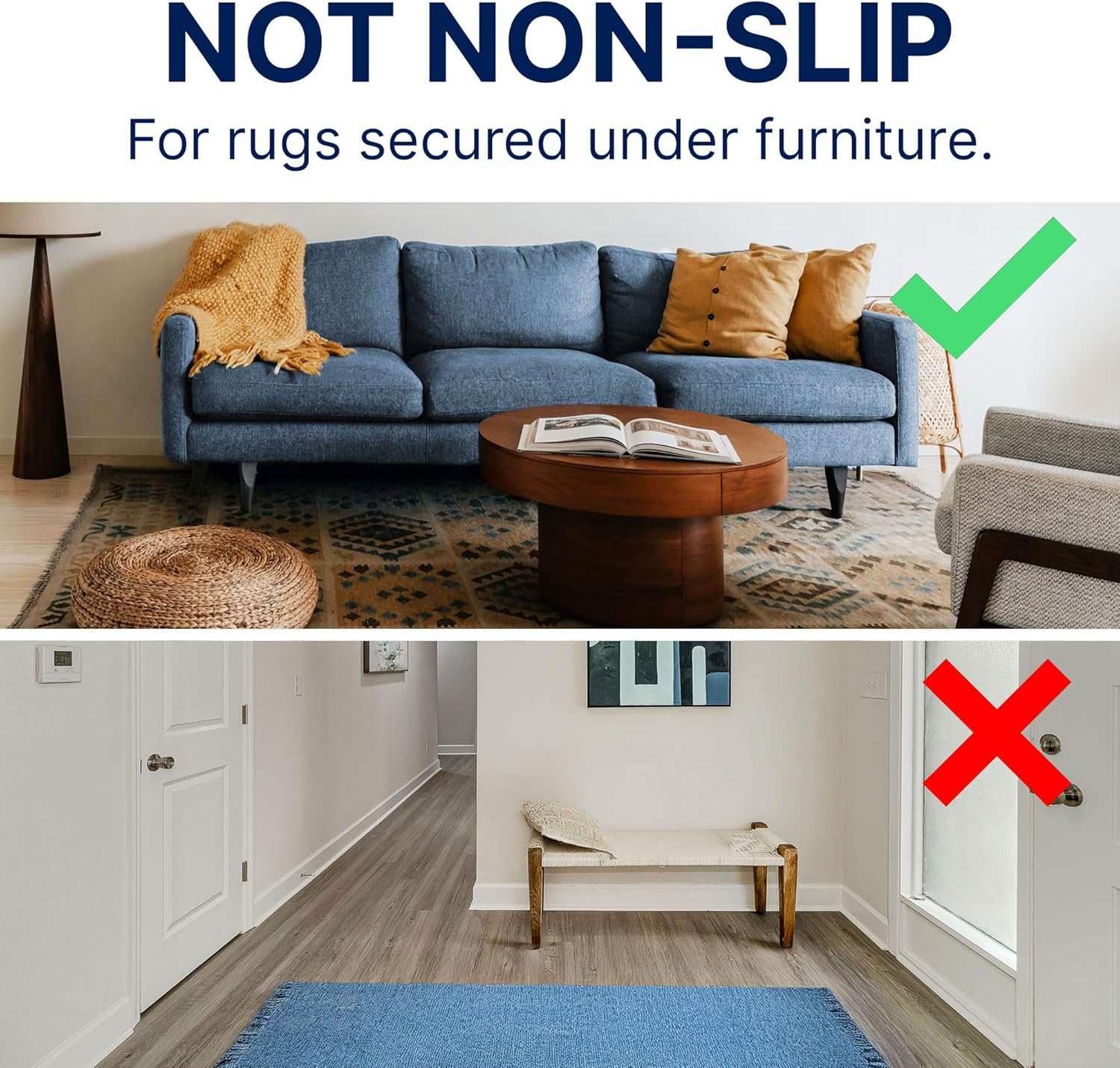 RUGPADUSA - 100% Felt Rug Pad - 1/2" Thick Cushioning for All Floors - 8'x10' Size