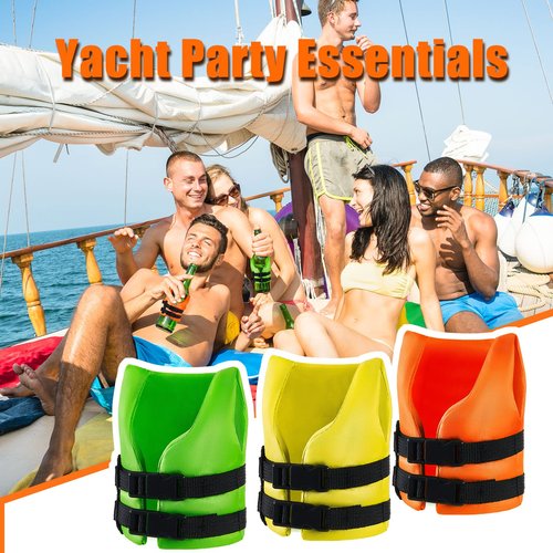 Rtteri 6 Pcs Life Vest Bottle Cooler Life Preserver Can Cover Beverage Jacket Cup Holder Wine Beer Drink Coat for Gift Holiday Vacation Beach Party(Orange, Yellow and Fluorescent Green)