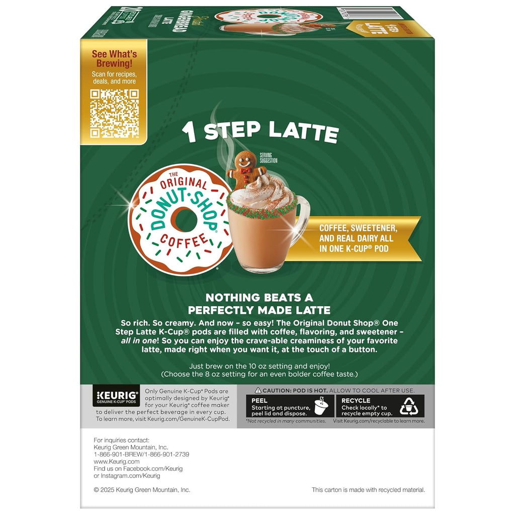 Original Donut Shop K-Cup Pods - Frosted Gingerbread Latte | 20 Count Single Serve Pods