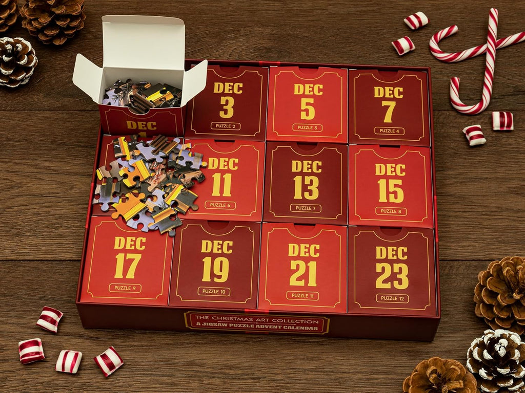 Unique Jigsaw Puzzle Advent Calendar 2025 - 12 Festive 100-Piece Puzzles for Holiday Countdown