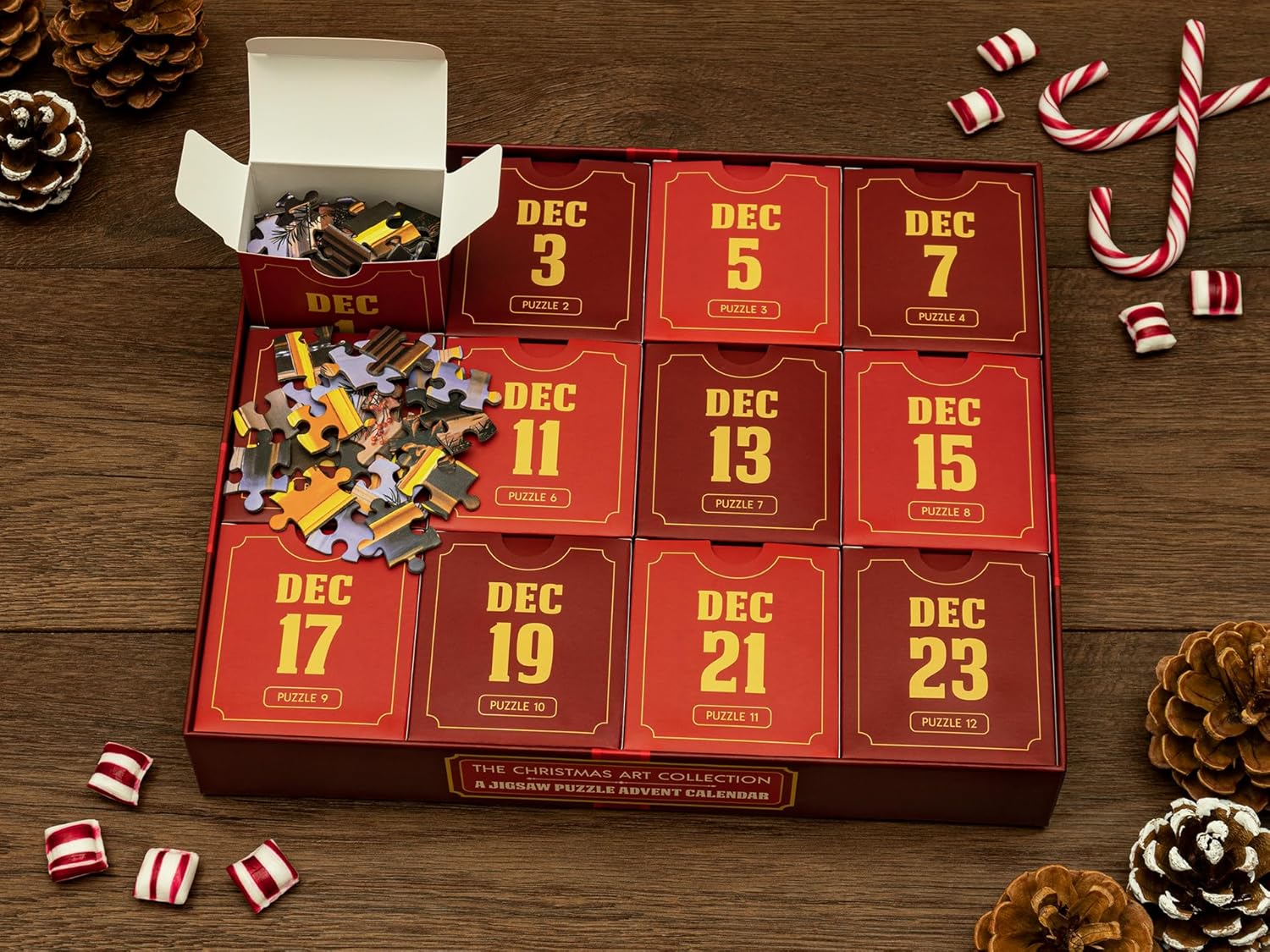 Unique Jigsaw Puzzle Advent Calendar 2025 - 12 Festive 100-Piece Puzzles for Holiday Countdown
