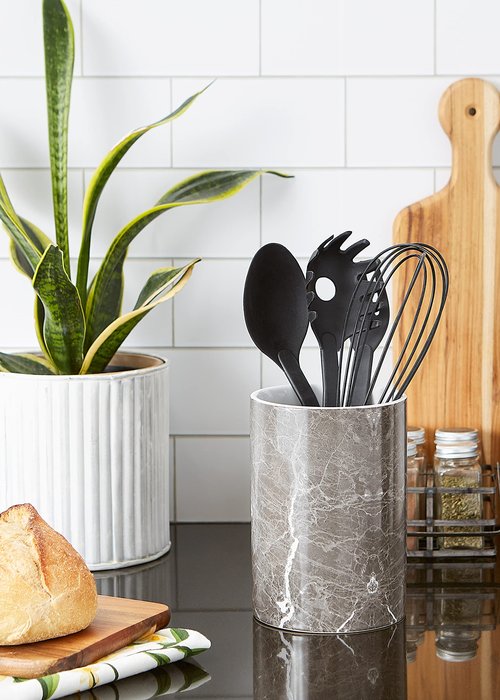 DII Kitchen Accessories Collection Ceramic, Utensil Holder, Black Marble