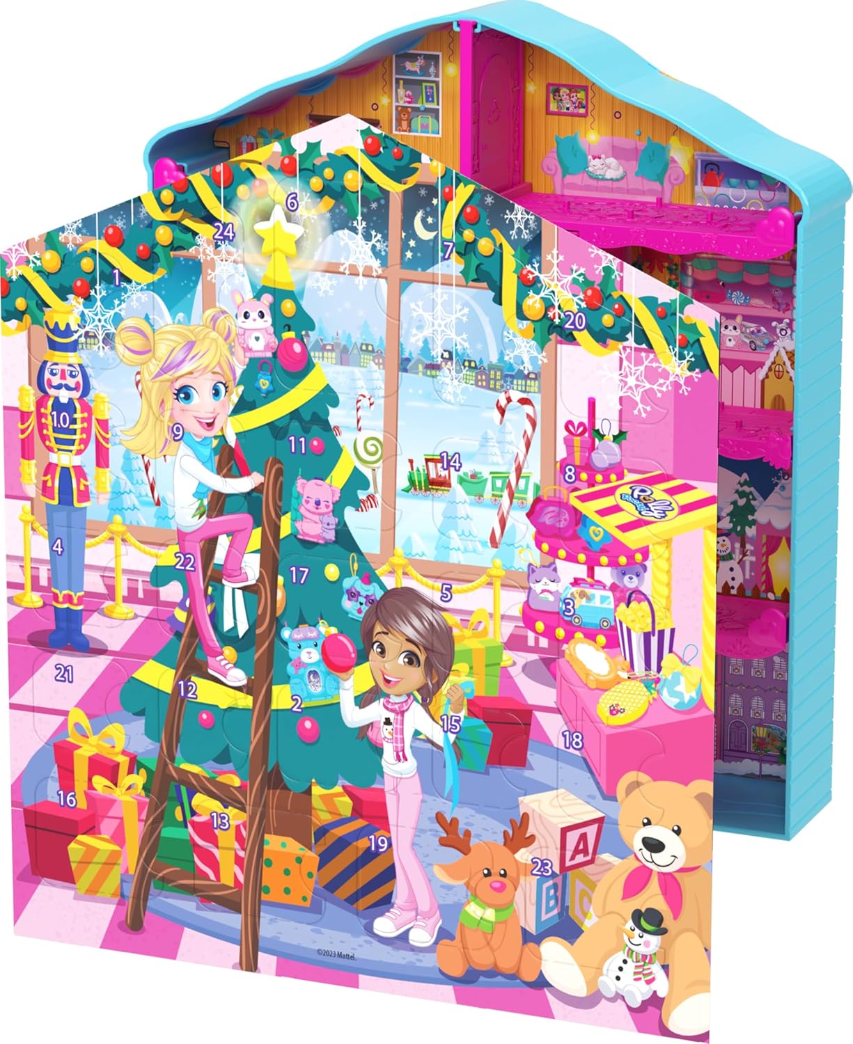 Polly Pocket Advent Calendar - Gingerbread House Playset with 24 Surprises & Holiday Accessories