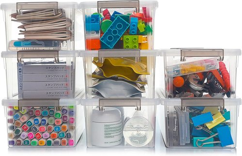 Anywish Small Storage Bins - 3.2 QT Clear Plastic Containers with Lids | 8-Pack for Easy Organization