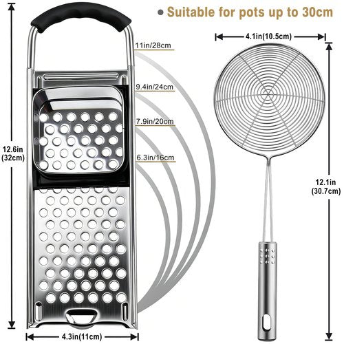 Spaetzle Maker, METLUCK Premium Stainless Steel Spaetzle Maker with Strainer Skimmer, Restaurant Quality, Dishwasher Safe, Homemade Spaetzle Noodle Maker with Comfort Handle for Pots Up to 30 CM