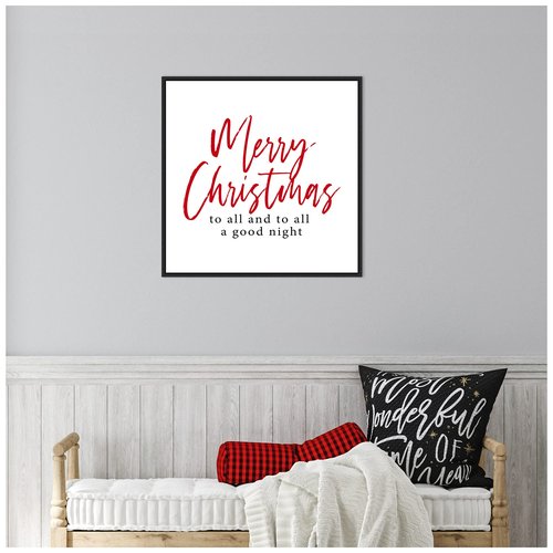 Amanti Art Framed Canvas Wall Art 22x22 Merry Christmas to All Script by Amanti Art Portfolio, Framed Wall Art Canvas, Holidays Artwork, Modern Decor, Medium Painting for Living Room, Bedroom