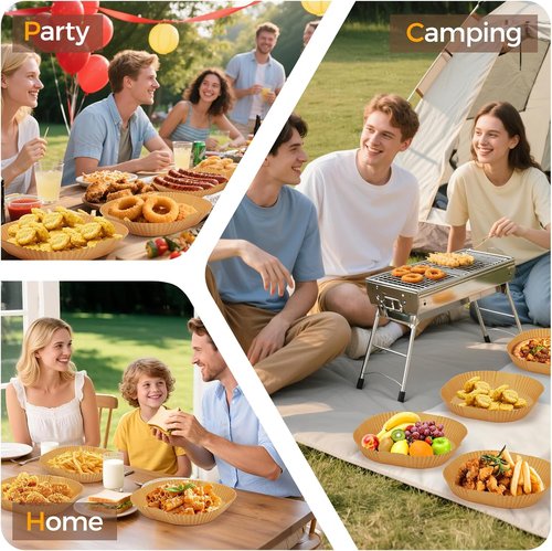Air Fryer Liners | 500 Pcs Unbleached Parchment Paper - 8" Square, Non-Stick & Leakproof