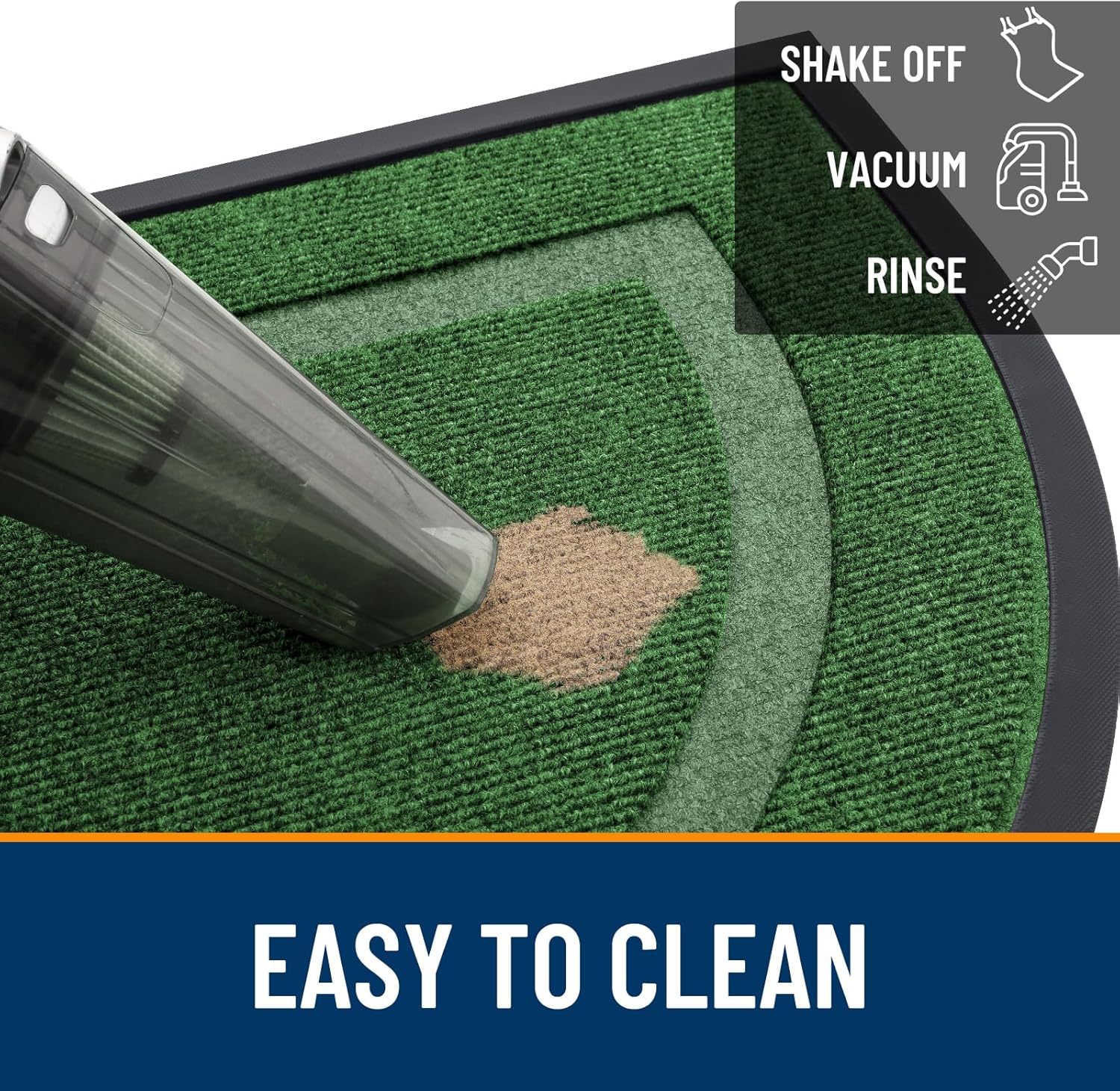OLANLY Half Circle Door Mat - Waterproof All-Season Indoor/Outdoor Welcome Mat | 47x23 Green, Easy Clean