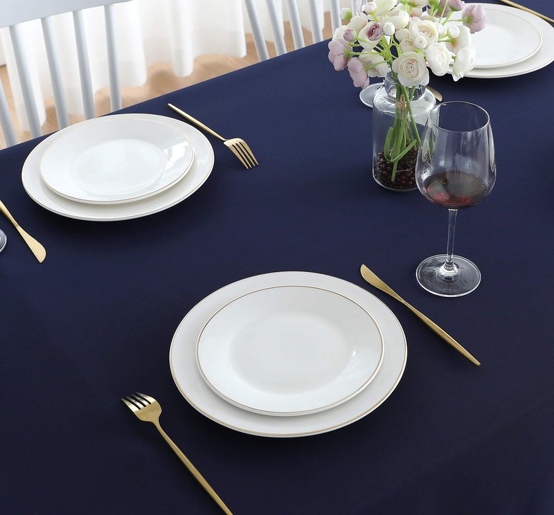FOLINS&HOME Navy Blue Square Tablecloth Wrinkle Free Waterproof Polyester Table Cloths Spillproof Heavy Duty and Washable Table Cover for Party, Banquet, Indoor & Outdoor-Rectangle/Oblong 54 x 54 inch