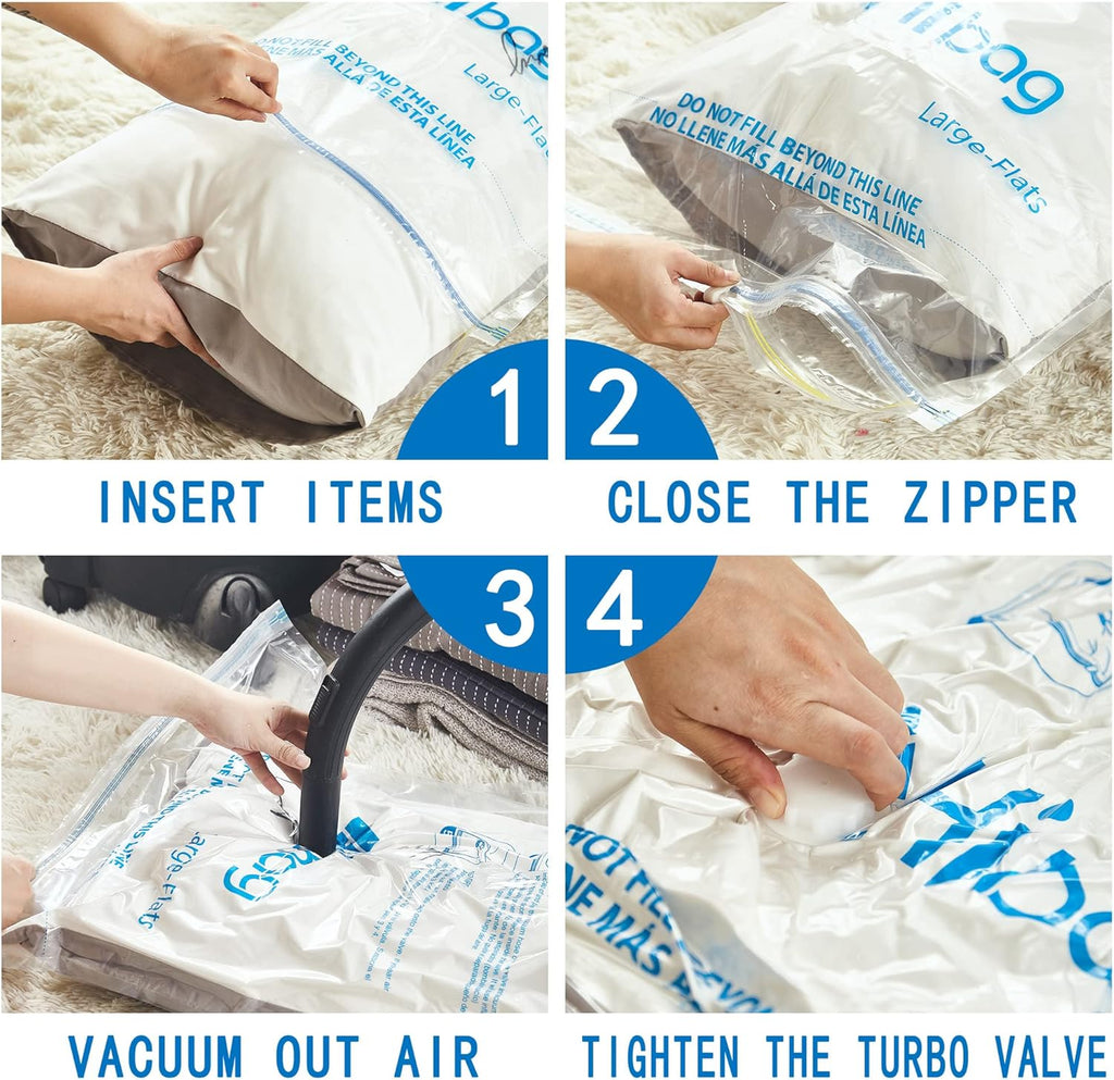 Skiennix Vacuum Storage Bags - Space Saver 20-Pack for Clothes, Bedding & Comforters | Durable & Reusable