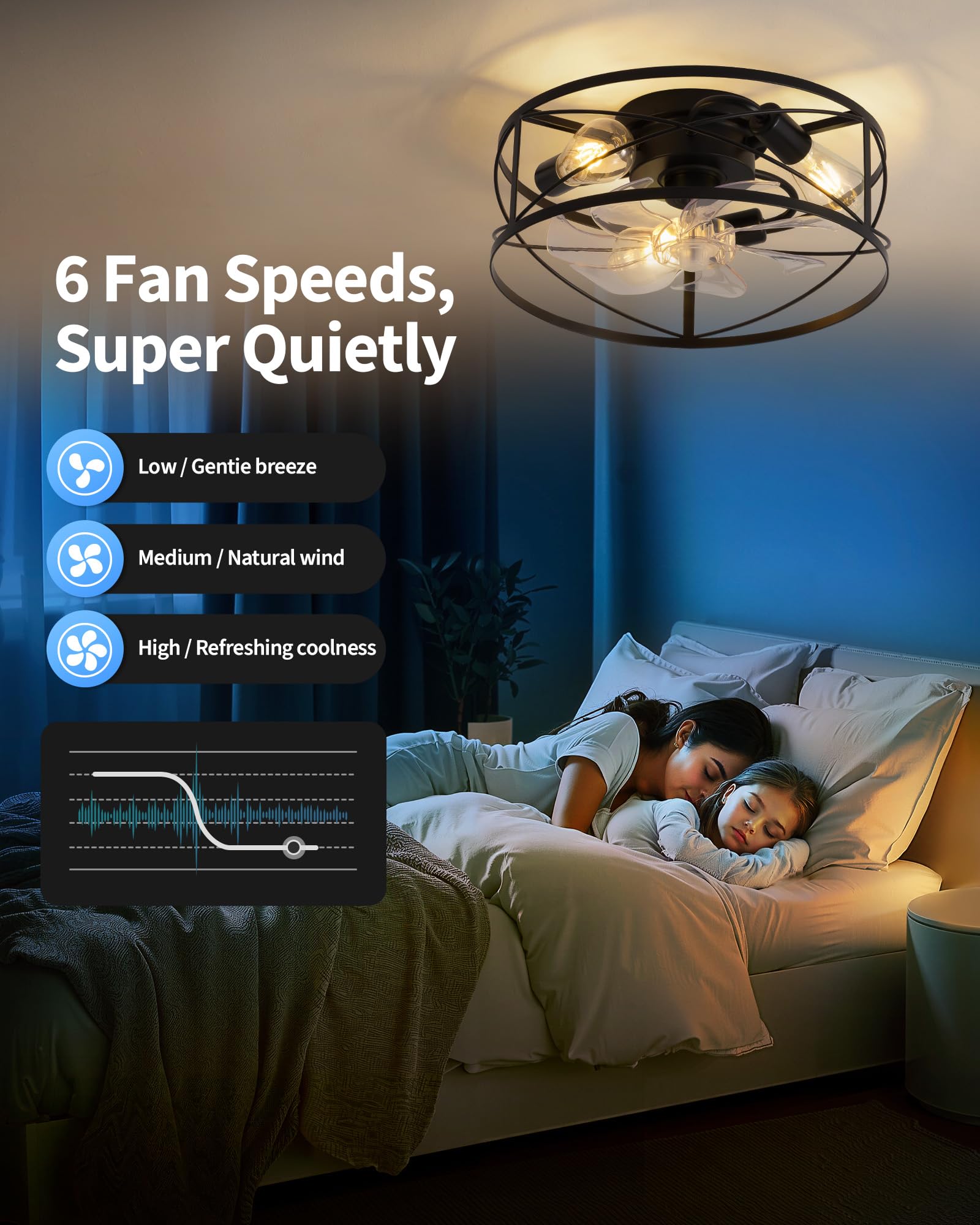 KDG 15.8″ Retro Low Profile LED Ceiling Fans with Light, Reversible Ceiling Fans Flush Mount with Remote and 6 Speeds, E26 Base Buld for Bedroom, Dinning Room, Kids Room, Kitchen