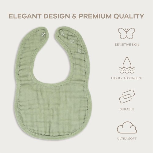 Comfy Cubs Muslin Bibs - Soft, Highly Absorbent Feeding & Teething Bibs | Pack of 8 - Colorful Unisex Designs