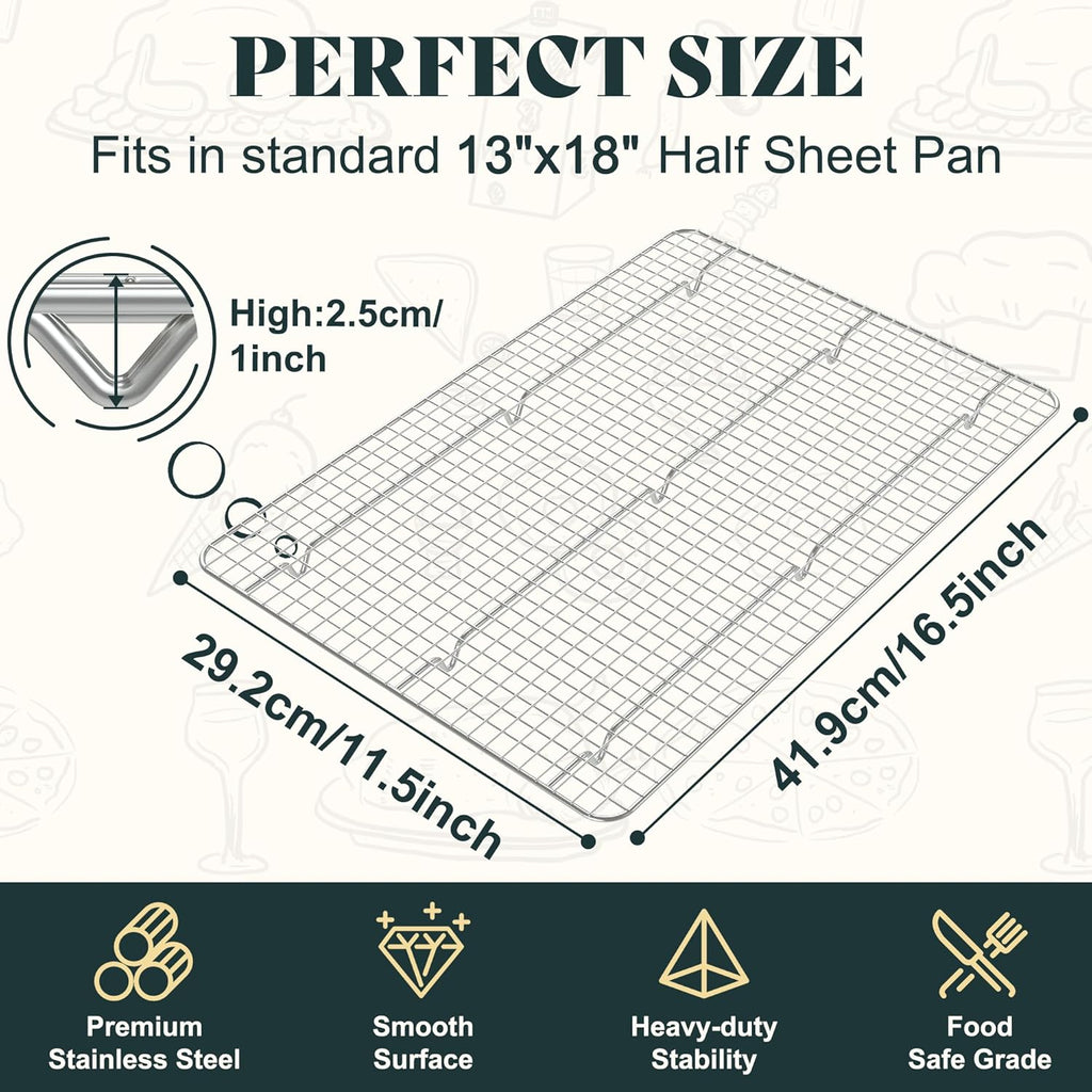 Premium Stainless Steel Cooling Racks by [Brand Name] - Oven Safe, Heavy Duty, 11.5"x16.5" | Set of 2 for Baking & Roasting