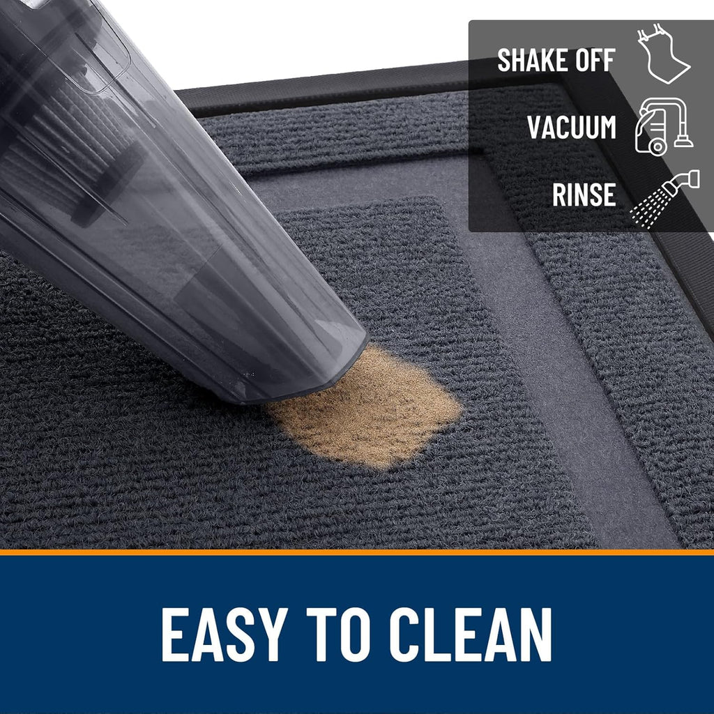 OLANLY Front Door Mat - Waterproof All-Season Doormat | Sturdy Natural Rubber, Easy Clean, 29.5x17, Light Grey