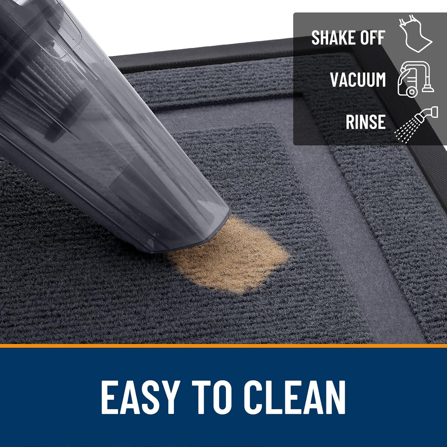 OLANLY Front Door Mat - Waterproof All-Season Doormat | Sturdy Natural Rubber, Easy Clean, 29.5x17, Light Grey