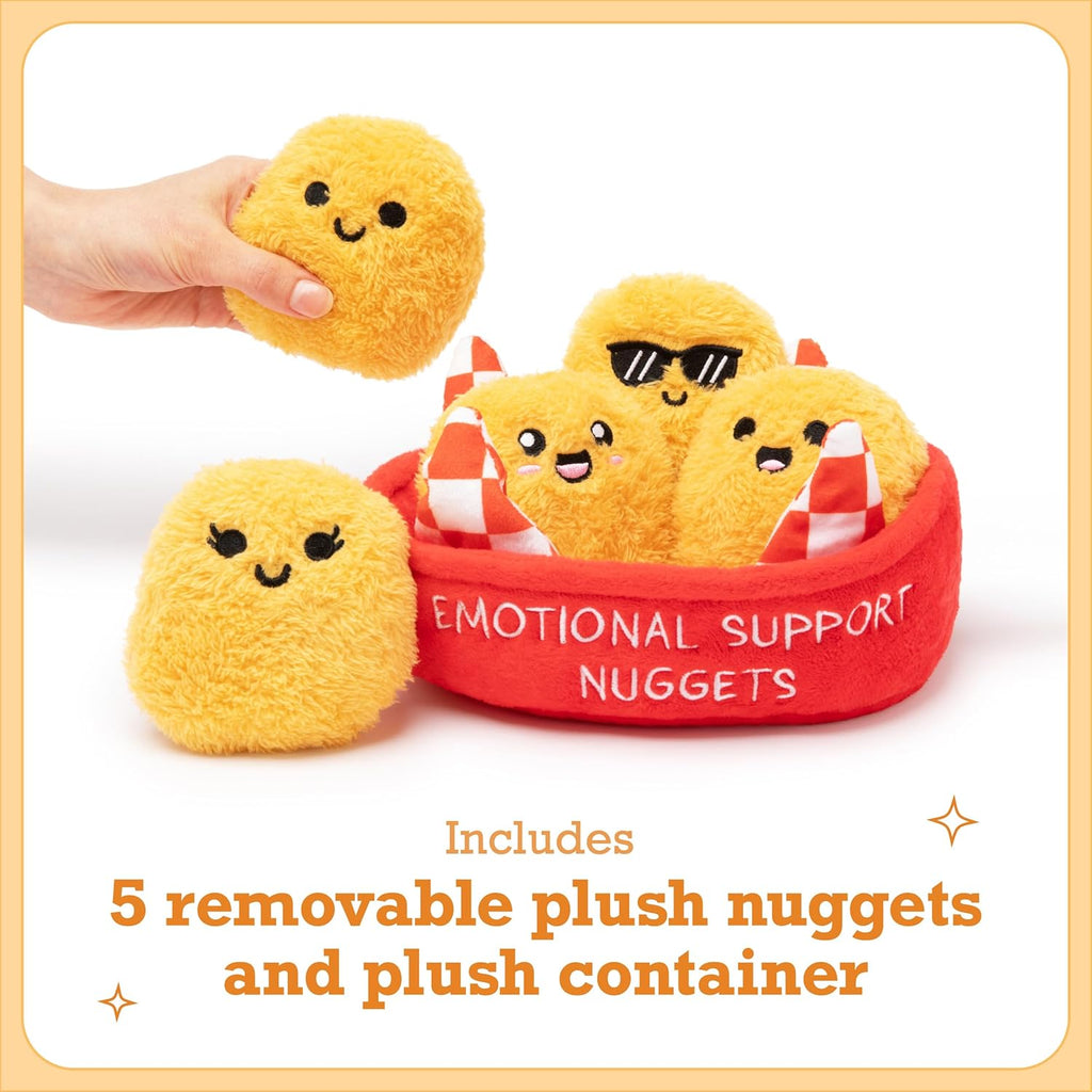 Relatable Emotional Support Chicken Nuggets - Cuddly Plush Toys for All Ages | Set of 5 with Basket