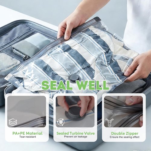 Mapambo Vacuum Storage Bags - 15 Pack with 60000Pa USB Pump | Space-Saving Travel Bags in 3 Sizes