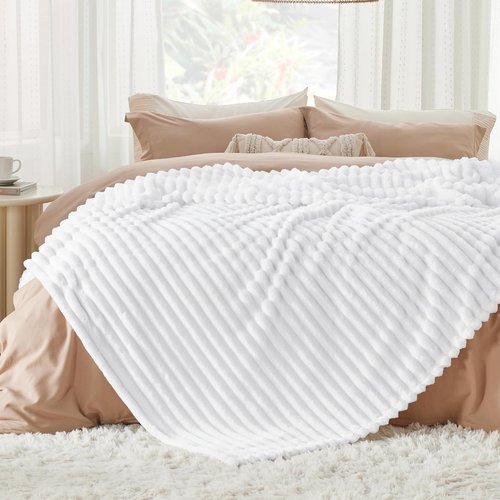 Bedsure GentleSoft White California King Blanket - Cozy Fleece Throw for Women | 102x96 Inches