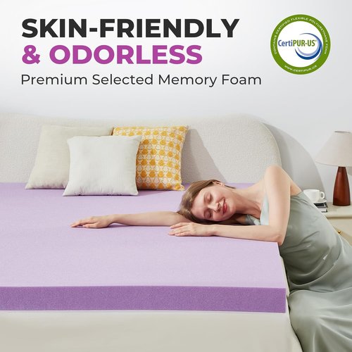 BDEUS Gel Memory Foam Mattress Topper - Ventilated & Soft Pressure Relief - Twin Size, CertiPUR-US Certified