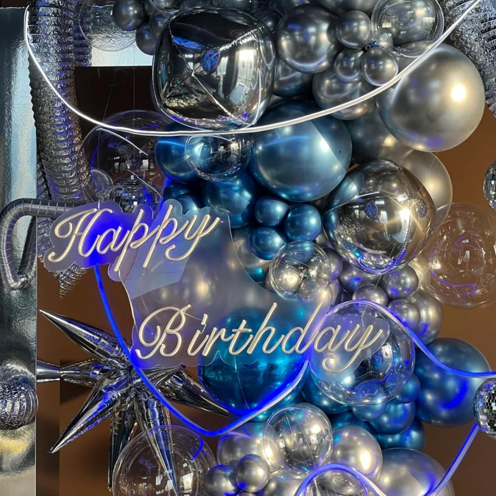 Voircoloria Metallic Blue Balloons - 12-Inch Chrome Blue Latex | 66-Pack for Parties & Celebrations