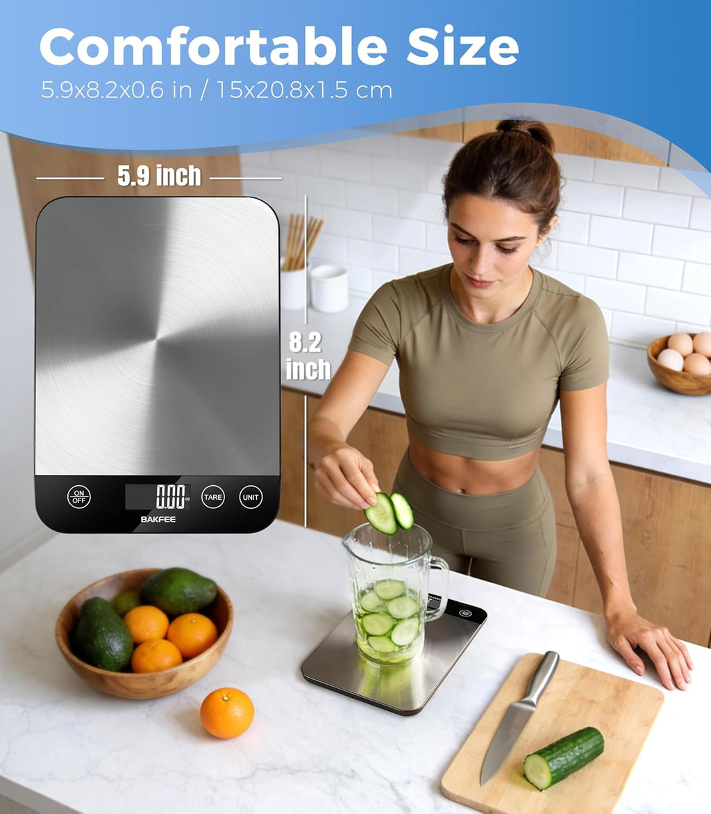 Skiennix Food Scale - 33lb Rechargeable Kitchen Scale with USB Charging | High Accuracy in Grams & Ounces, Black