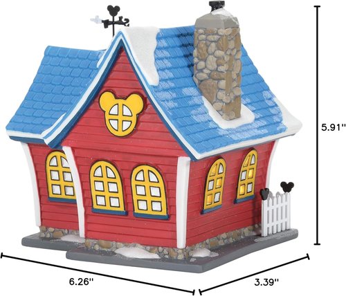 Department 56 Mickey's Christmas Lit House - 6.26 Inch Decorative Holiday Decor (Red)