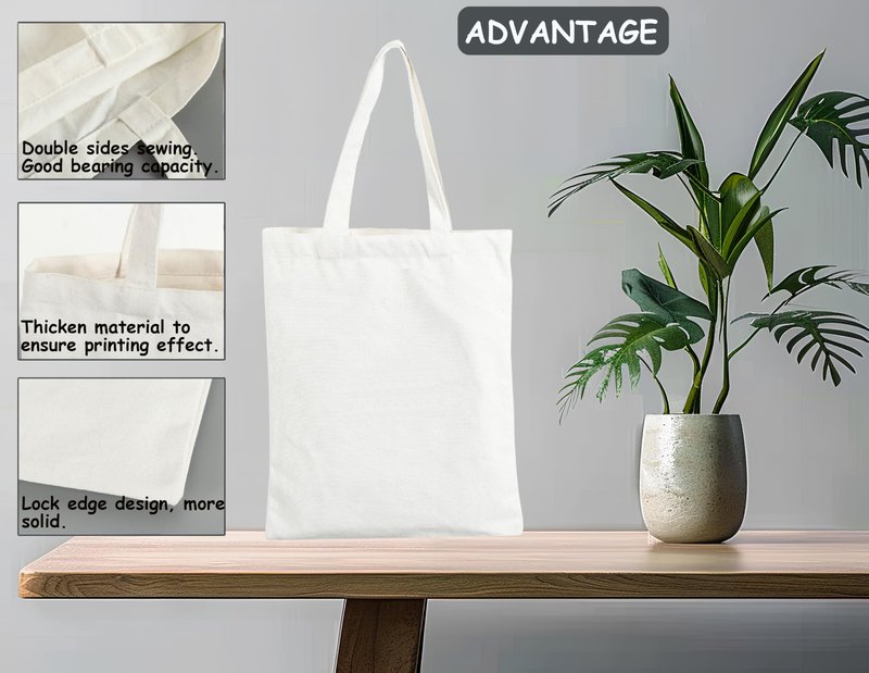 E-Found 20 Pcs Pure White Sublimation Blank Canvas Tote Bag, Craft Canvas Bag Shopping Tote Bags for DIY, Easter Party Favor Gift Bags Sublimation Blank Bag Washable 14.17 x 12.2 Inch