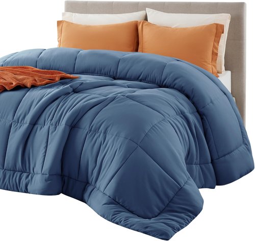 Bedsure Comforter Duvet Insert - All-Season Quilted Down Alternative Blanket, Dark Slate Blue, Full 86 x 82 Inches