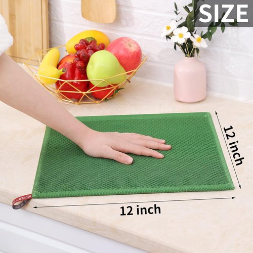Homaxy Kitchen Dish Cloths - 100% Cotton Waffle Weave, Ultra Soft & Absorbent, 12x12 Inches, 6-Pack, Grass Green