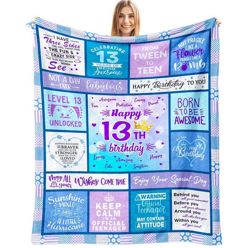 13th Birthday Gifts for Girls - 13 Year Old Girl Birthday Gifts - Birthday Gifts for 13 Year Old Girls - Happy 13 Yr Old Girl Gifts - Teenage 13 Gift Ideas Bday Soft Blanket 60"X50"