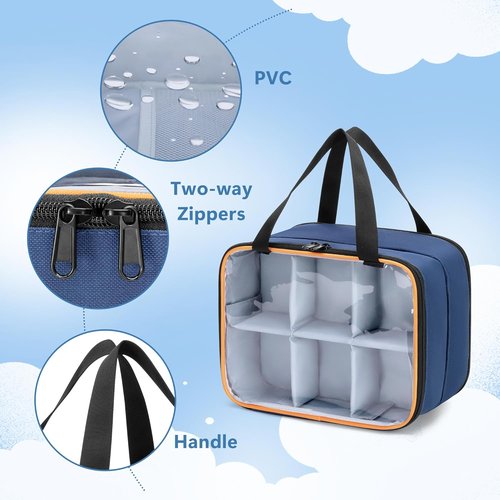 LUXJA Double Layer Storage Bag - PVC Carrying Case for Hot Wheels Monster Trucks | Holds 14 Cars, Blue
